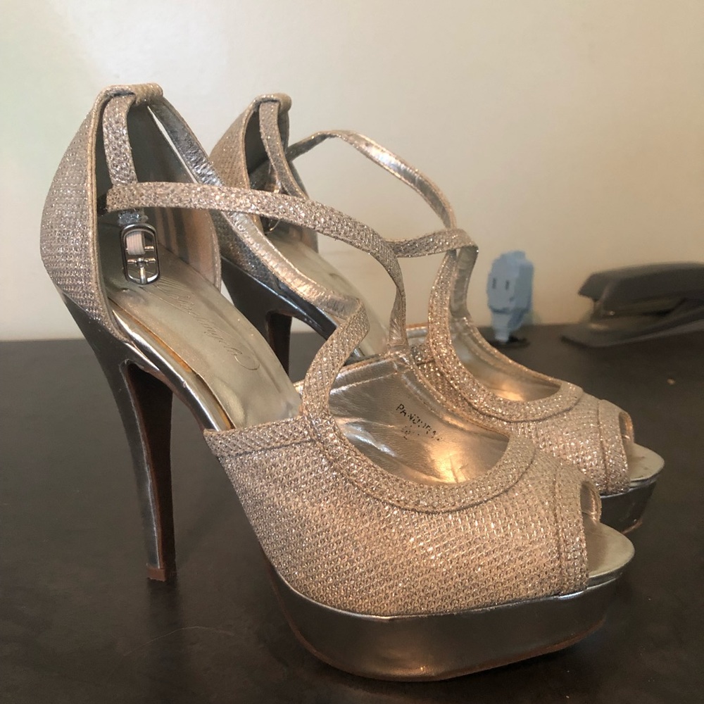 Sparkly silver heels